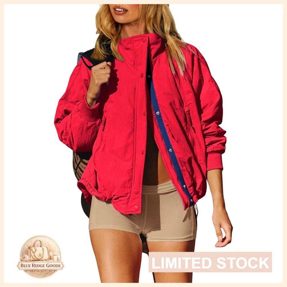 Warm Fleece Lined Windbreaker Tripper Jacket Casual Outerwear with Pockets